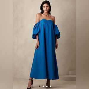 Banana Republic Blue Puff Sleeve Gown